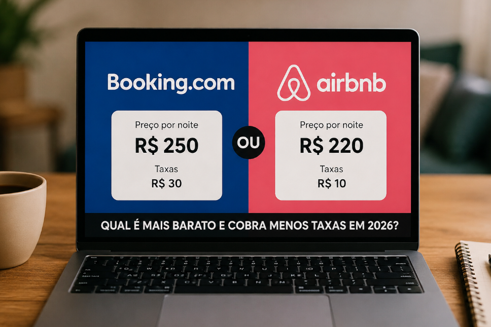 Booking ou Airbnb qual é mais barato e cobra menos taxas em 2026
